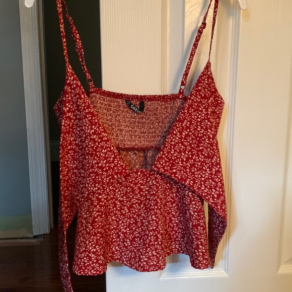 SHEIN Tops - Red Floral Tank Top